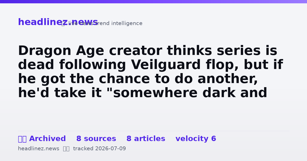 Visual summary for Dragon Age creator thinks series is dead following Veilguard flop, but if he got the chance to do another, he'd take it "somewhere dark and dangerous"