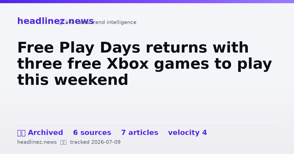 Visual summary for Free Play Days returns with three free Xbox games to play this weekend