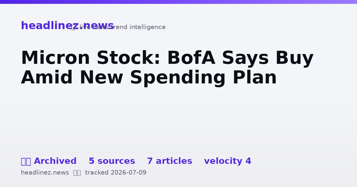 Visual summary for Micron Stock: BofA Says Buy Amid New Spending Plan