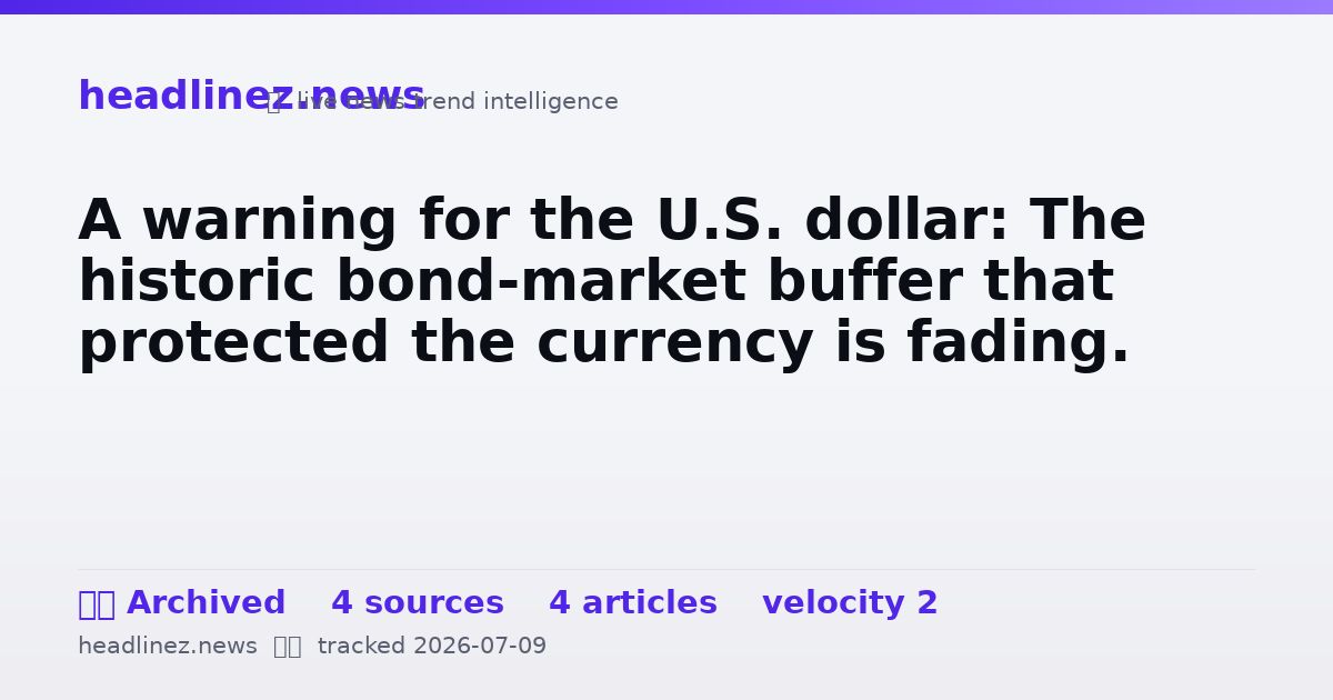 Visual summary for A warning for the U.S. dollar: The historic bond-market buffer that protected the currency is fading.