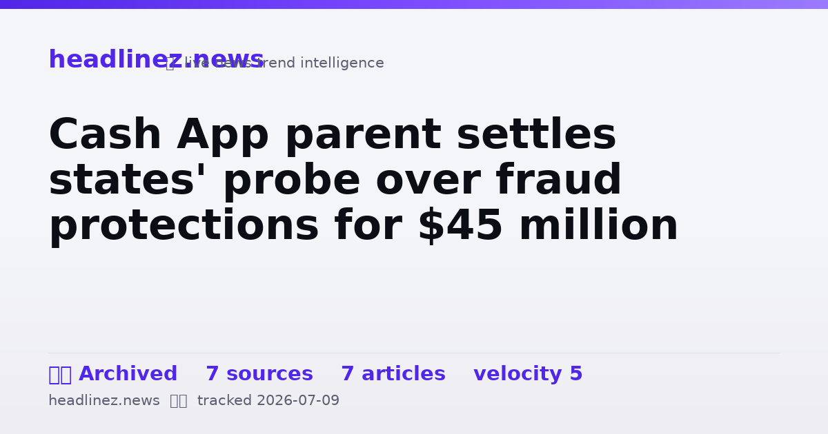 Visual summary for Cash App parent settles states' probe over fraud protections for $45 million
