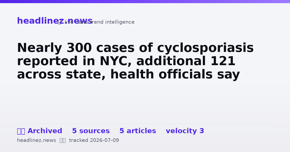 Visual summary for Nearly 300 cases of cyclosporiasis reported in NYC, additional 121 across state, health officials say