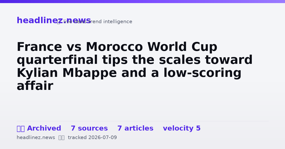Visual summary for France vs Morocco World Cup quarterfinal tips the scales toward Kylian Mbappe and a low-scoring affair