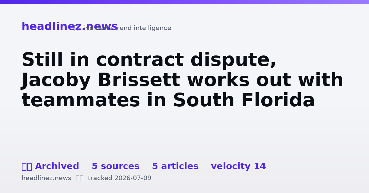 Visual summary for Still in contract dispute, Jacoby Brissett works out with teammates in South Florida