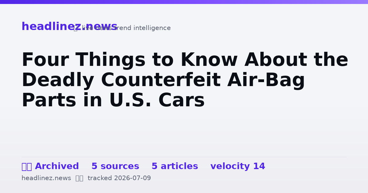 Visual summary for Four Things to Know About the Deadly Counterfeit Air-Bag Parts in U.S. Cars