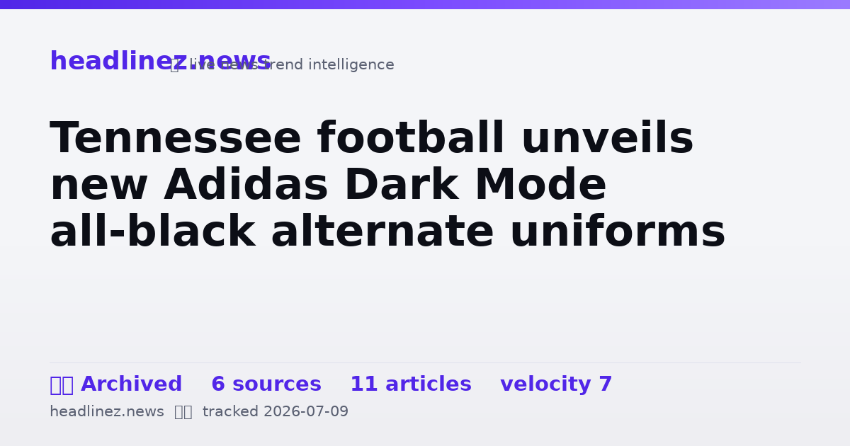Visual summary for Tennessee football unveils new Adidas Dark Mode all-black alternate uniforms