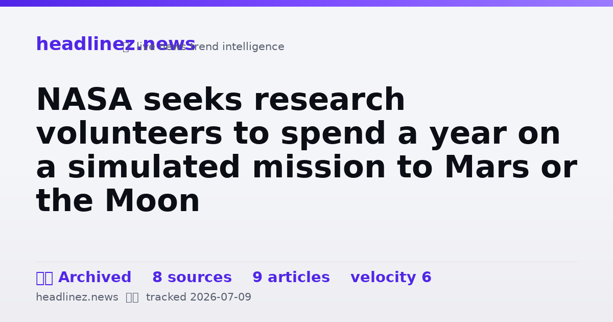 Visual summary for NASA seeks research volunteers to spend a year on a simulated mission to Mars or the Moon