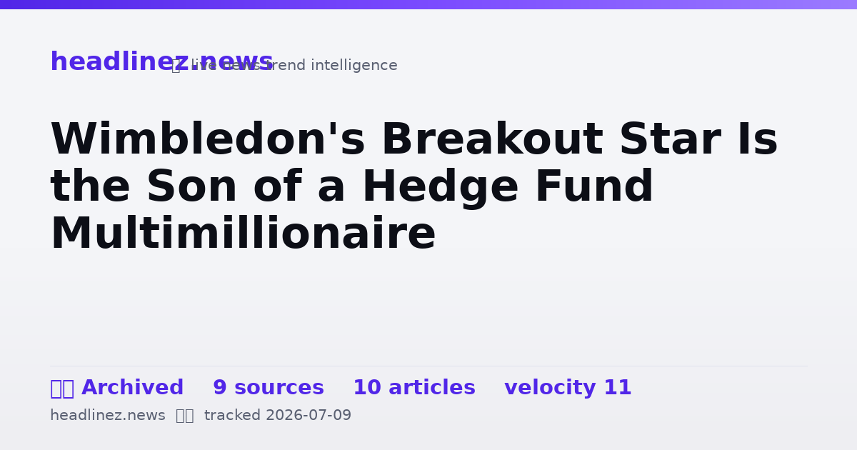 Visual summary for Wimbledon's Breakout Star Is the Son of a Hedge Fund Multimillionaire