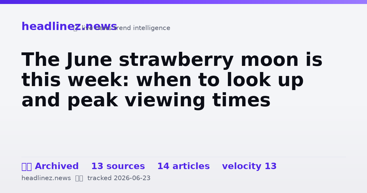 Visual summary for The June strawberry moon is this week: when to look up and peak viewing times