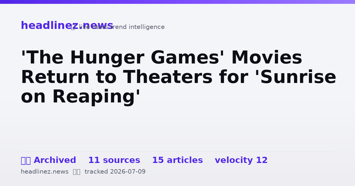 Visual summary for 'The Hunger Games' Movies Return to Theaters for 'Sunrise on Reaping'