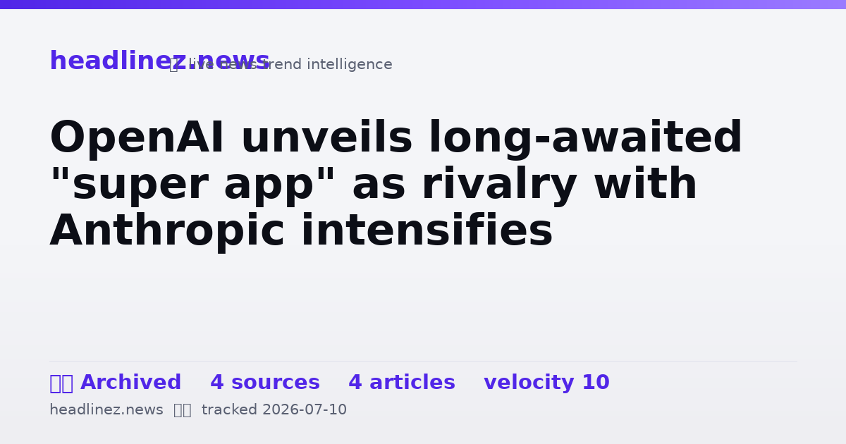 Visual summary for OpenAI unveils long-awaited "super app" as rivalry with Anthropic intensifies