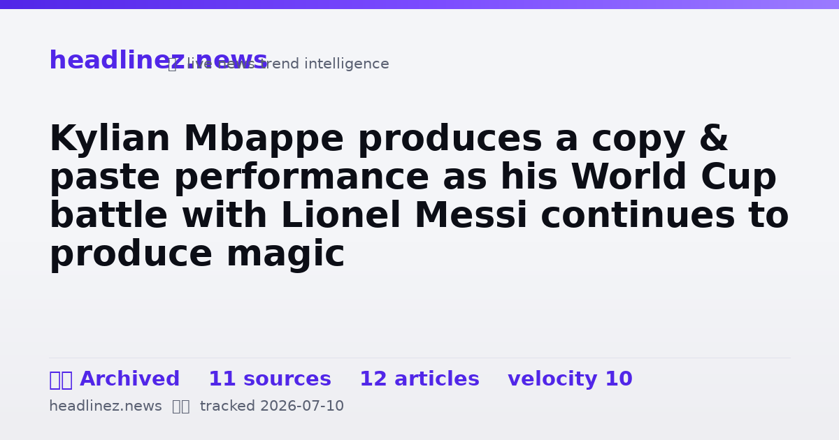 Visual summary for Kylian Mbappe produces a copy & paste performance as his World Cup battle with Lionel Messi continues to produce magic