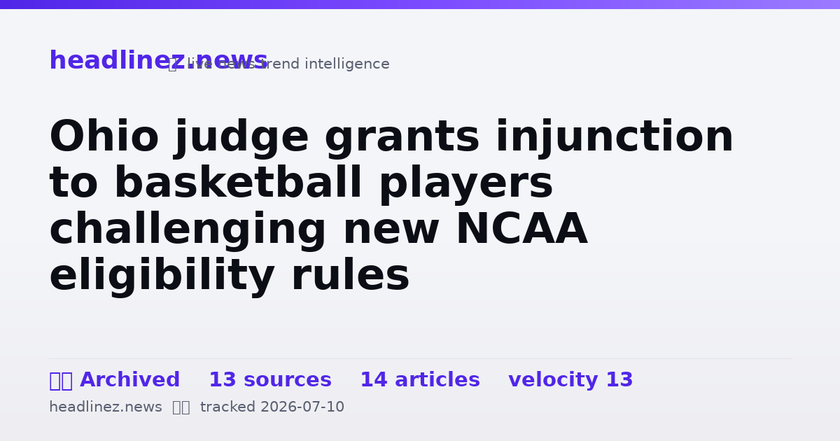Visual summary for Ohio judge grants injunction to basketball players challenging new NCAA eligibility rules