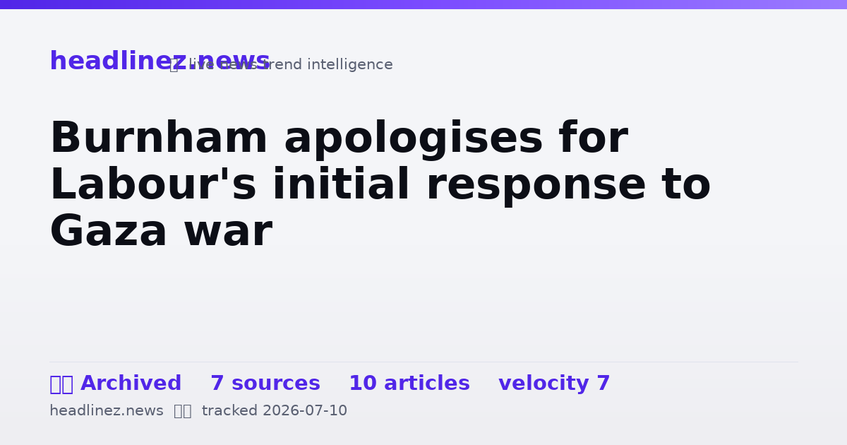 Visual summary for Burnham apologises for Labour's initial response to Gaza war