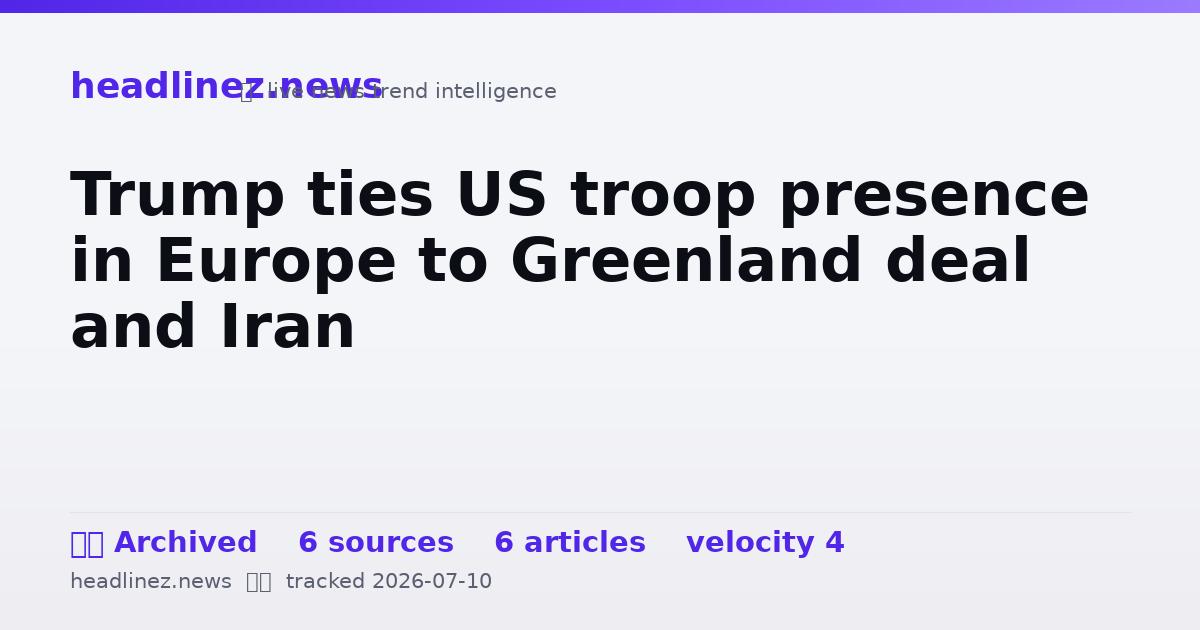 Visual summary for Trump ties US troop presence in Europe to Greenland deal and Iran