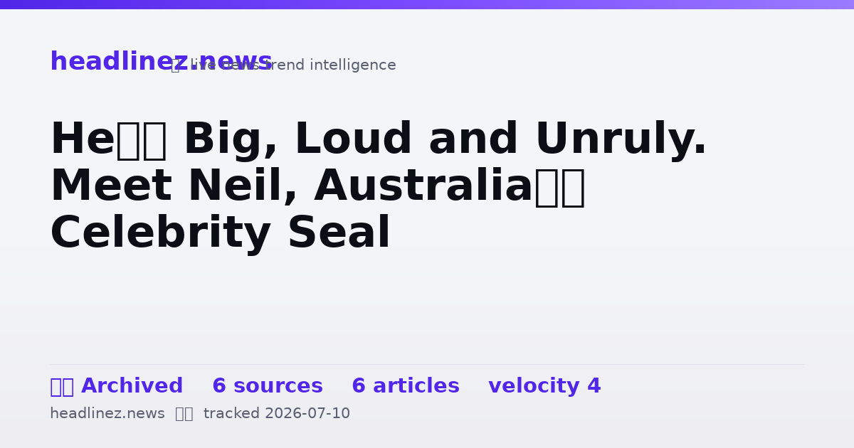 Visual summary for He’s Big, Loud and Unruly. Meet Neil, Australia’s Celebrity Seal