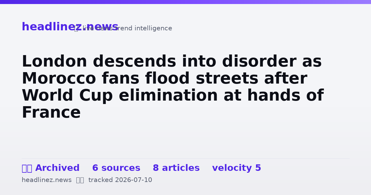 Visual summary for London descends into disorder as Morocco fans flood streets after World Cup elimination at hands of France