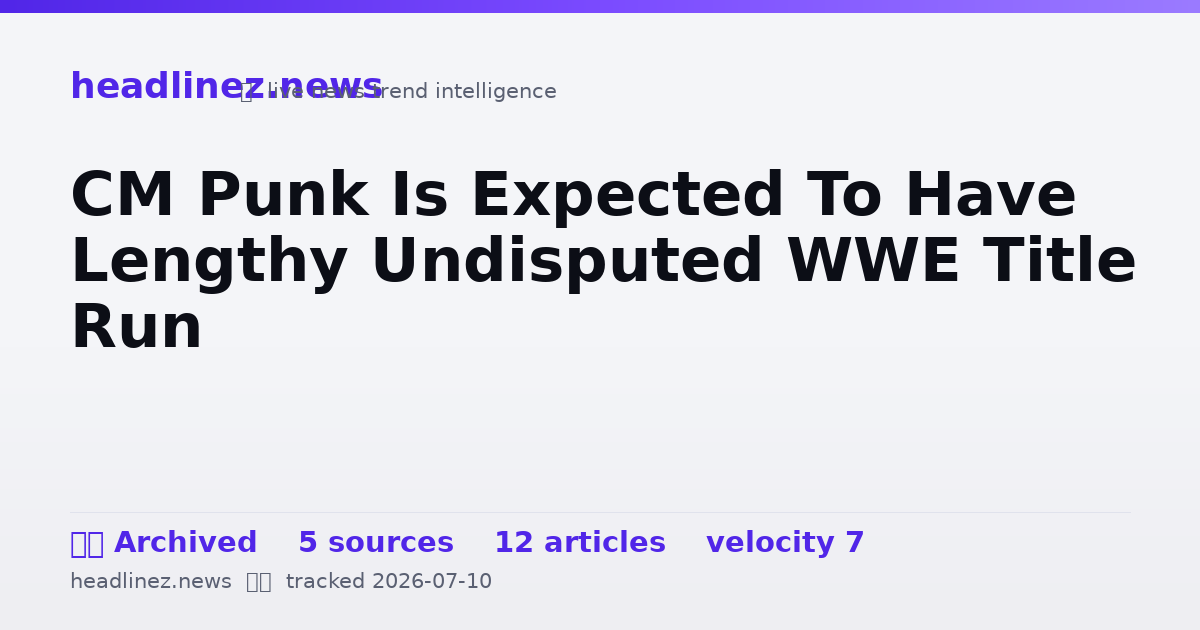 Visual summary for CM Punk Is Expected To Have Lengthy Undisputed WWE Title Run