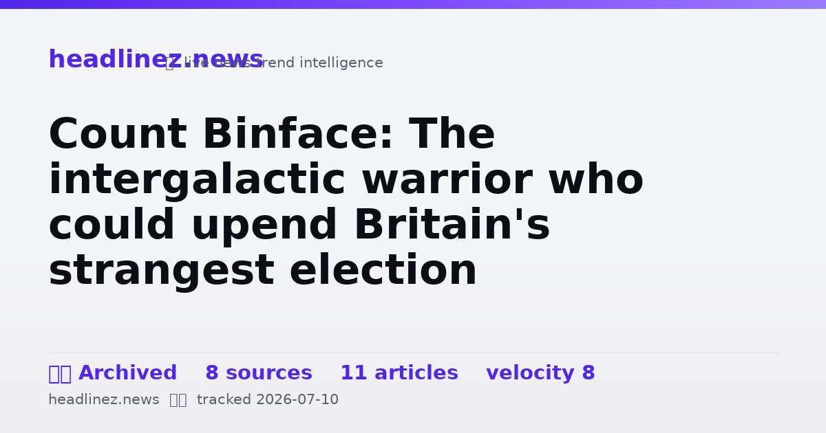 Visual summary for Count Binface: The intergalactic warrior who could upend Britain's strangest election